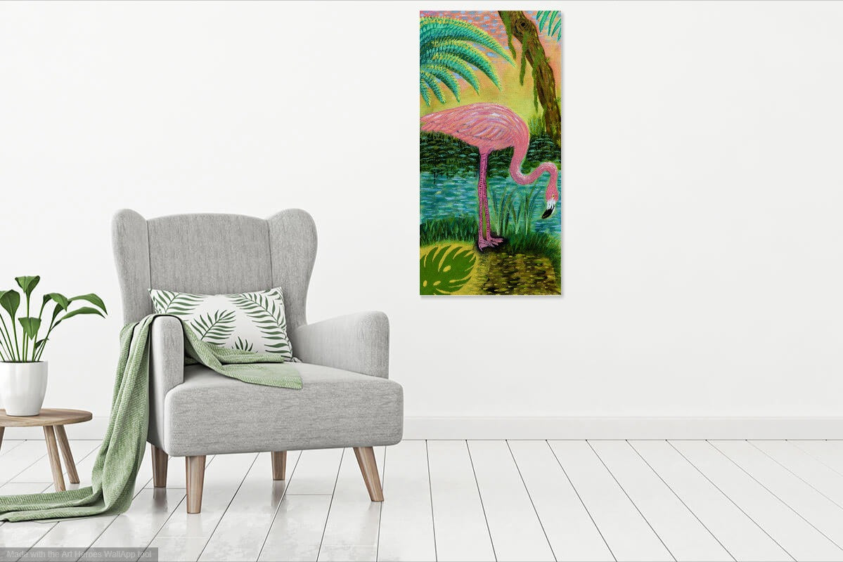 Pink Flamingo at Dusk