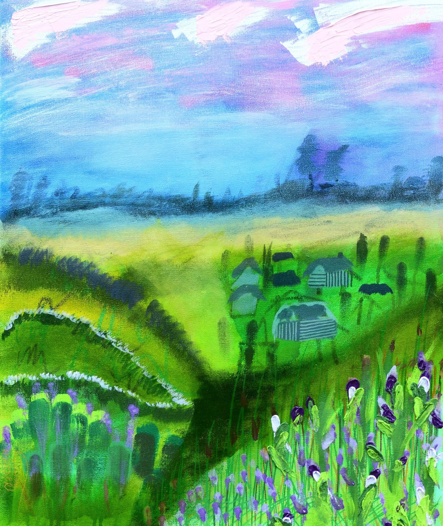 Original landscape painting by William Tucker Art featuring vibrant abstract fields and sky in the Abstract Collection