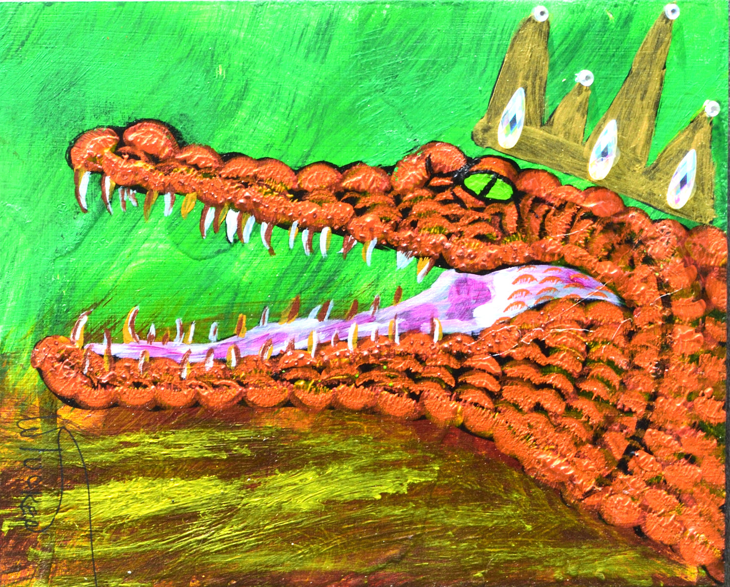William Tucker Art Fine Art Gator Painting – Coastal Collection - Orange Gator