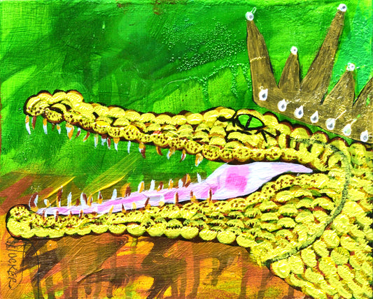 William Tucker Art Acrylic Gator Artwork for Sale - Coastal Collection - Yellow Gator
