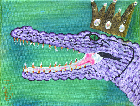 Original Acrylic Alligator Painting by William Tucker Art - Purple Gator