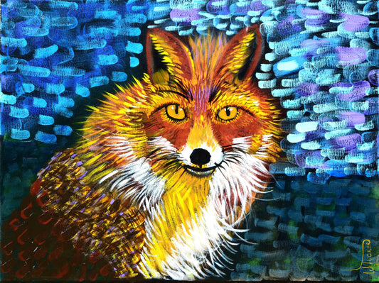 Oil painting of Adorable Fox