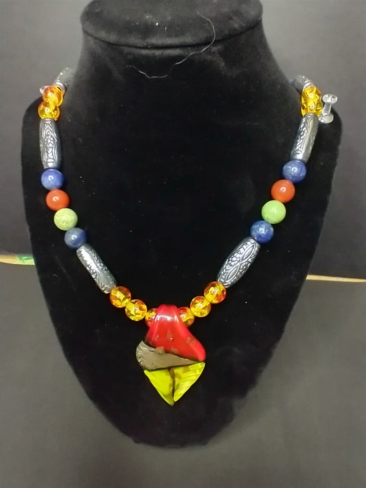 Healing Chakra Necklace / Art Glass Pendant